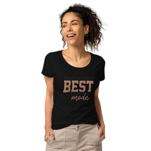 A woman wearing a black t-shirt-Best Mode